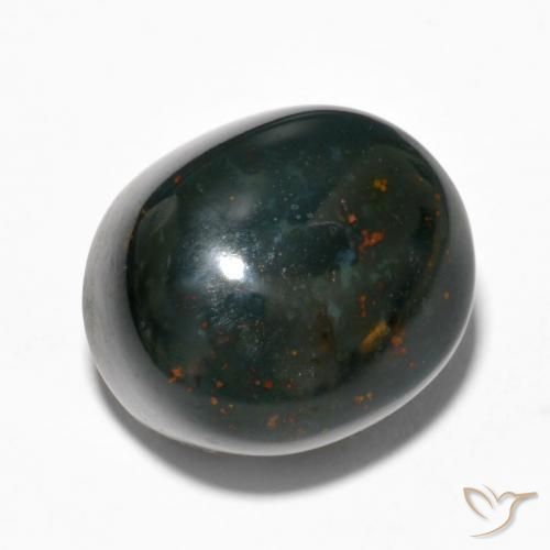 Sanguinaria Verde oscuro natural de 15.81 ct, Ovalada, Opaco