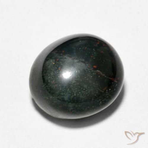 Sanguinaria Verde oscuro natural de 7.15 ct, Ovalada, Opaco