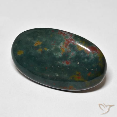Sanguinaria Verde bosque natural de 27.27 ct, Ovalada, Opaco