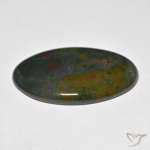 Sanguinaria Verde y rojo natural de 29.70 ct, Ovalada, Opaco