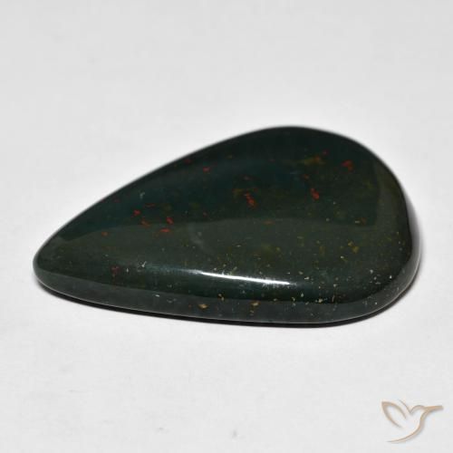 Sanguinaria Verde oscuro natural de 48.11 ct, En forma de pera, Opaco