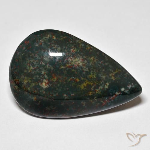 Sanguinaria Verde oscuro natural de 31.68 ct, En forma de pera, Opaco
