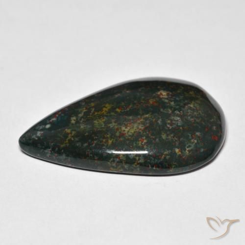 Sanguinaria Verde oscuro natural de 31.68 ct, En forma de pera, Opaco