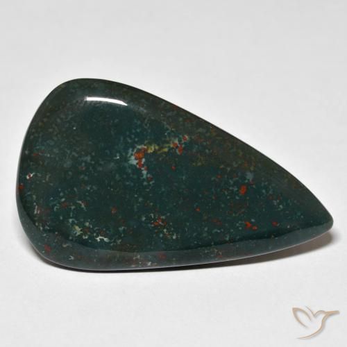 Sanguinaria Verde oscuro natural de 28.05 ct, En forma de pera, Opaco
