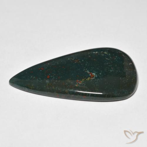 Sanguinaria Verde oscuro natural de 28.05 ct, En forma de pera, Opaco