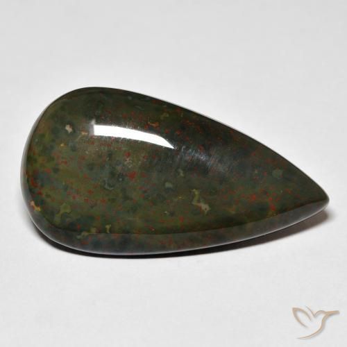 Sanguinaria Verde y rojo natural de 21.91 ct, En forma de pera, Opaco