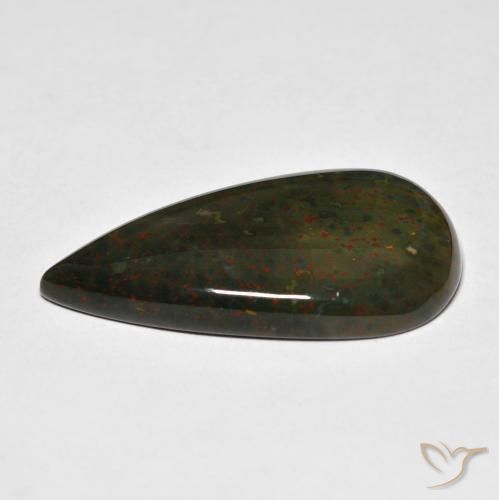 Sanguinaria Verde y rojo natural de 21.91 ct, En forma de pera, Opaco