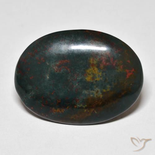 Sanguinaria Verde oscuro natural de 21.16 ct, Ovalada, Opaco