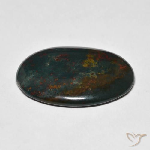 Sanguinaria Verde oscuro natural de 21.16 ct, Ovalada, Opaco