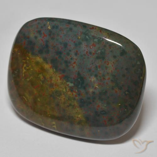 Sanguinaria Verde y rojo natural de 36.98 ct, Forma Cojín, Opaco