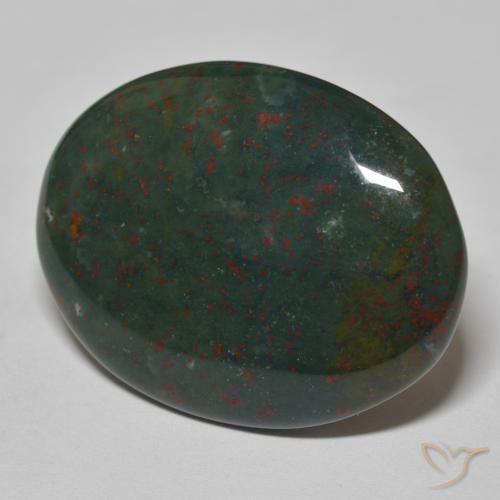 Sanguinaria Verde oscuro natural de 25.83 ct, Ovalada, Opaco