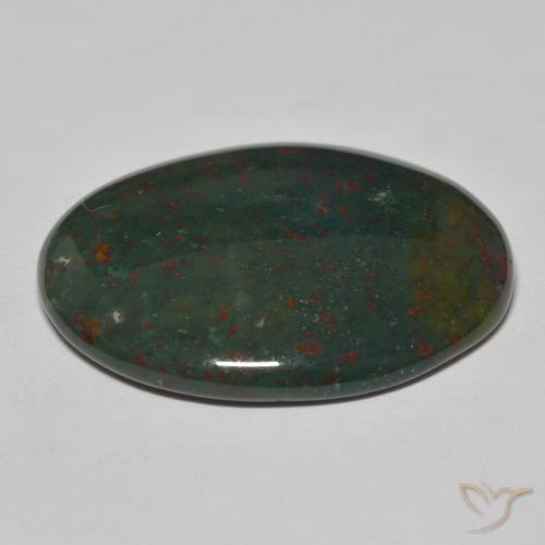 Sanguinaria Verde oscuro natural de 25.83 ct, Ovalada, Opaco