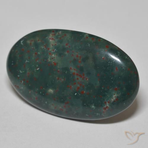 Sanguinaria Verde oscuro natural de 19.51 ct, Ovalada, Opaco