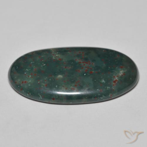 Sanguinaria Verde oscuro natural de 19.51 ct, Ovalada, Opaco