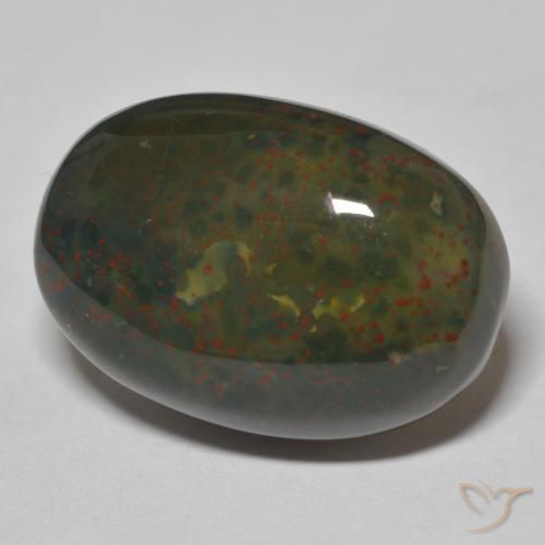Sanguinaria Verde con rojo natural de 18.18 ct, Ovalada, Opaco