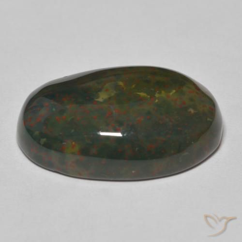 Sanguinaria Verde con rojo natural de 18.18 ct, Ovalada, Opaco