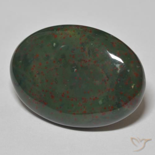 Sanguinaria Verde con rojo natural de 27.94 ct, Ovalada, Opaco
