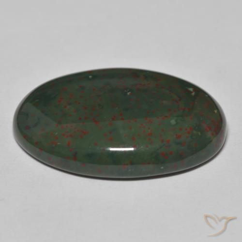 Sanguinaria Verde con rojo natural de 27.94 ct, Ovalada, Opaco