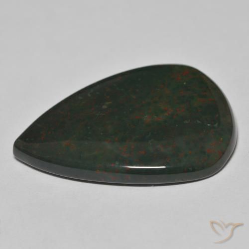 Sanguinaria Verde con rojo natural de 41.55 ct, En forma de pera, Opaco