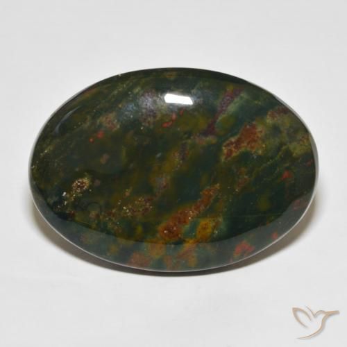 39.09ct Natural Verde y rojo Sanguinaria, Ovalada, Opaco