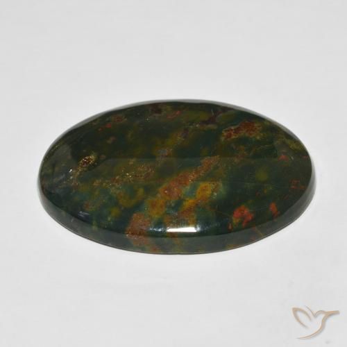 Sanguinaria Verde y rojo natural de 39.09 ct, Ovalada, Opaco