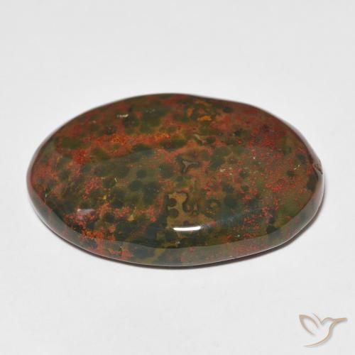 Sanguinaria Verde y rojo natural de 28.08 ct, Corte Óvalo, Opaco