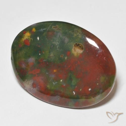 Heliotropo verde natural de 23,01 ct, corte óvalo, opaco