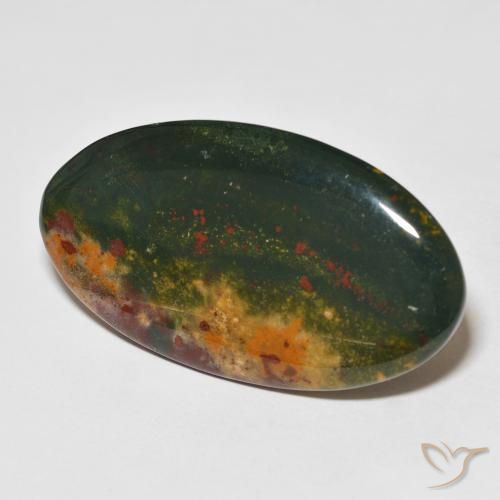 Sanguinaria Verde y rojo natural de 27.37 ct, Ovalada, Opaco