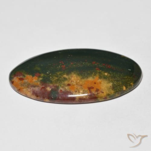 Sanguinaria Verde y rojo natural de 27.37 ct, Ovalada, Opaco