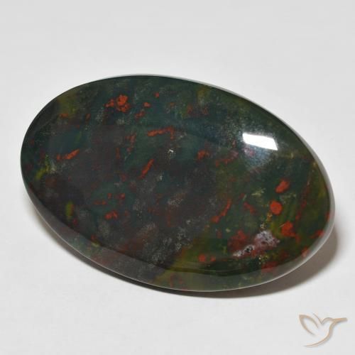 Sanguinaria Verde y rojo natural de 34.27 ct, Ovalada, Opaco