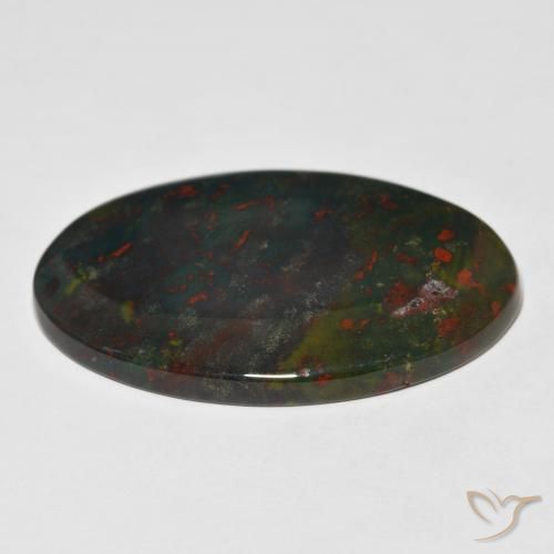 Sanguinaria Verde y rojo natural de 34.27 ct, Ovalada, Opaco
