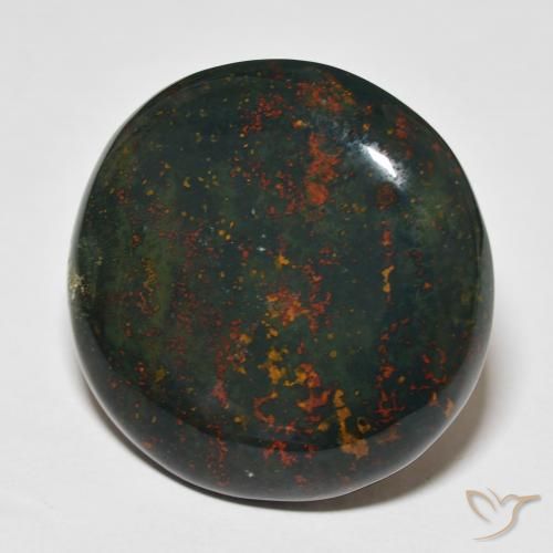 Sanguinaria Verde y rojo natural de 34.68 ct, Redondo, Opaco