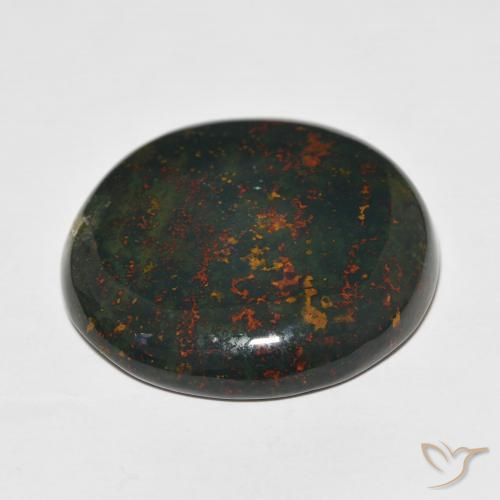 Sanguinaria Verde y rojo natural de 34.68 ct, Redondo, Opaco