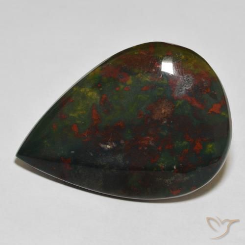 33.07ct Natural Verde y rojo Sanguinaria, En forma de pera, Opaco