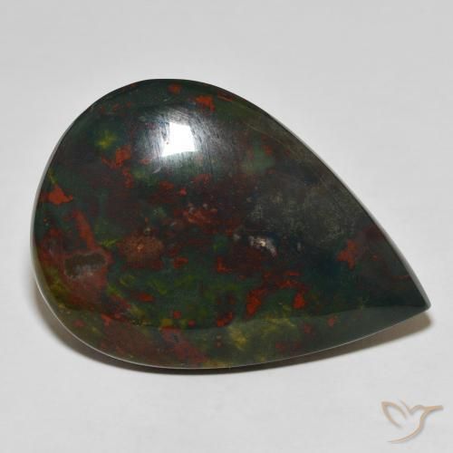 Sanguinaria Verde y rojo natural de 33.07 ct, En forma de pera, Opaco