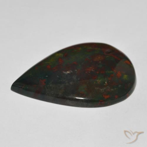 Sanguinaria Verde y rojo natural de 33.07 ct, En forma de pera, Opaco