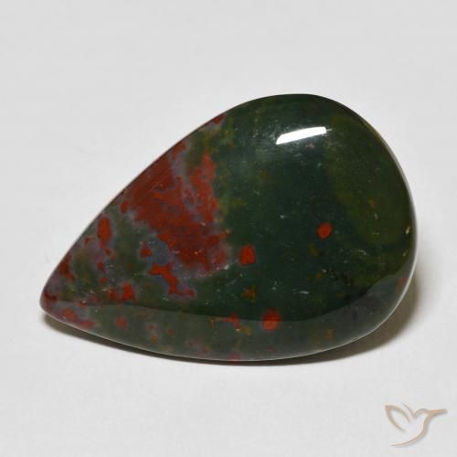 22.06ct Natural Verde y rojo Sanguinaria, En forma de pera, Opaco