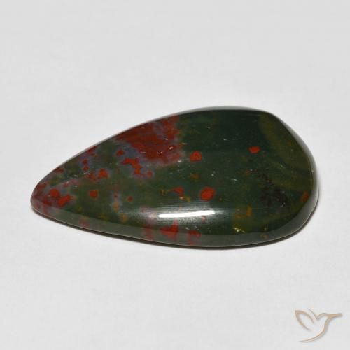 Heliotropo verde natural de 22,06 ct, en forma de pera, opaco