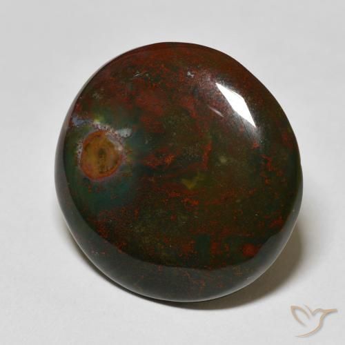 Sanguinaria Verde y rojo natural de 29.21 ct, Redondo, Opaco