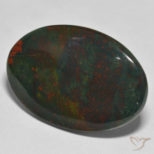 Sanguinaria Verde y rojo natural de 32.64 ct, Ovalada, Opaco