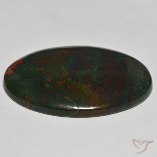 Sanguinaria Verde y rojo natural de 32.64 ct, Ovalada, Opaco