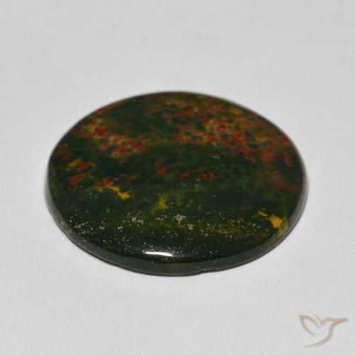 Sanguinaria Verde y rojo natural de 25.91 ct, Corte Redondo, Opaco