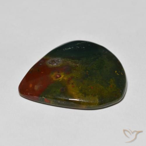 Sanguinaria Verde oscuro natural de 38.95 ct, En forma de pera, Opaco