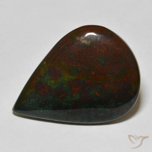 Sanguinaria Verde y rojo natural de 23.05 ct, En forma de pera, Opaco