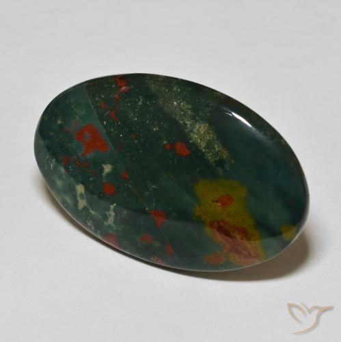 Sanguinaria Verde oscuro natural de 38.07 ct, Ovalada, Opaco