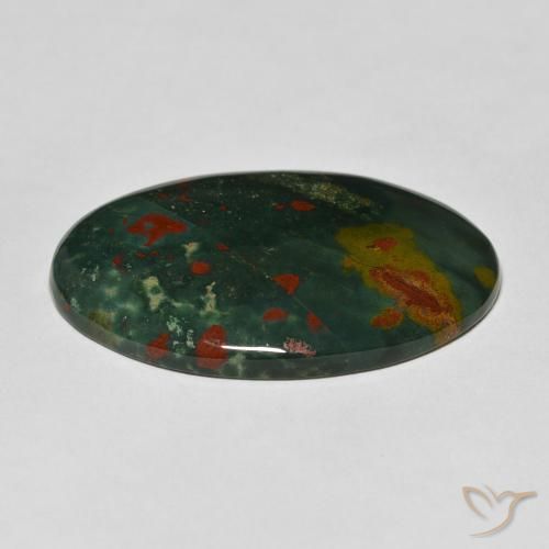 Sanguinaria Verde oscuro natural de 38.07 ct, Ovalada, Opaco