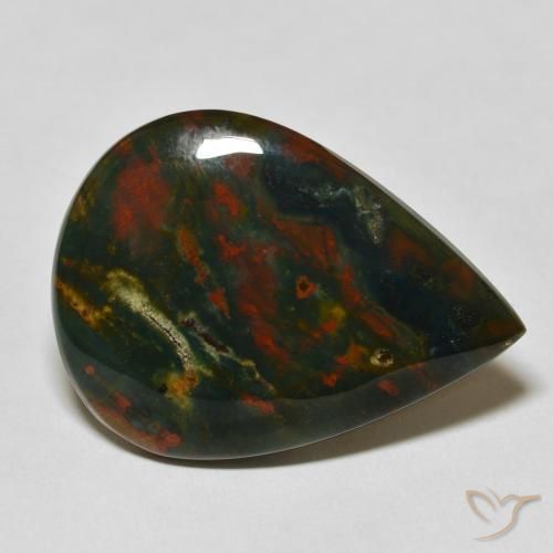 26.03ct Natural Verde y rojo Sanguinaria, En forma de pera, Opaco