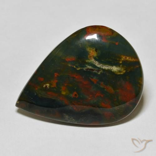 Sanguinaria Verde y rojo natural de 26.03 ct, En forma de pera, Opaco