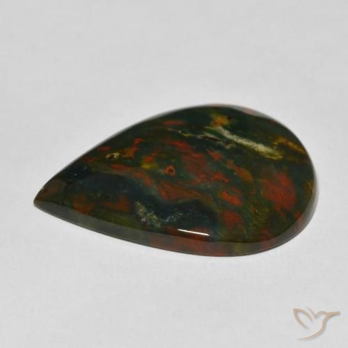 Sanguinaria Verde y rojo natural de 26.03 ct, En forma de pera, Opaco