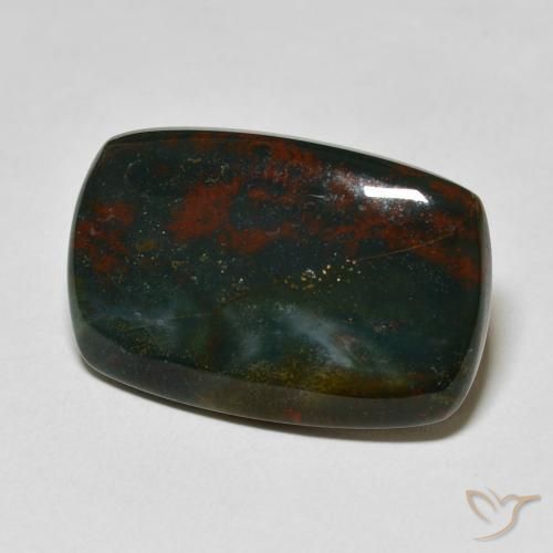 Sanguinaria Verde oscuro natural de 18.75 ct, Forma Cojín, Opaco